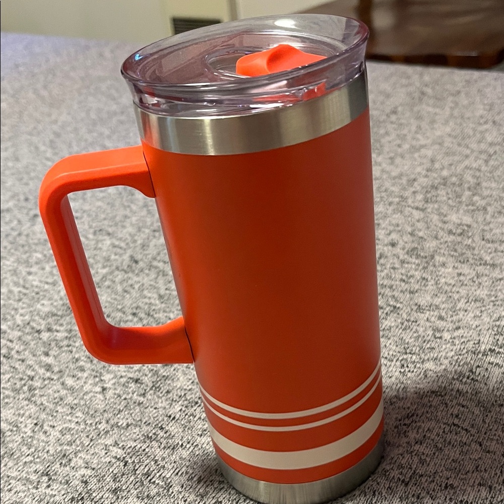 Orange Insulated Travel Mug with Handle